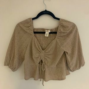 Coffee colored front tie top